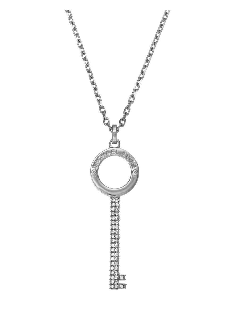 Michael Kors Silver Pave Key Pendant Necklace
